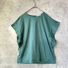 オペークドットクリップ　美品　フレンチスリーブ　カットソー　グリーン　38 M