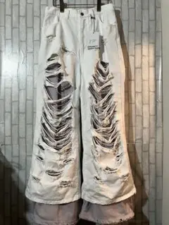 スウェットドッキングデザインダメージバギーデニムパンツ Mサイズ タグ付き