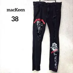 macKeen ダメージスキニーデニム ブラック ドクロ 38