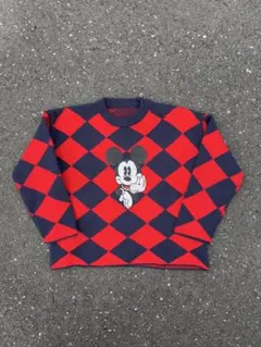 ミッキーマウス ニットセーター 赤 ネイビー　boot