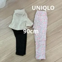 UNIQLO レギンス90cm 花柄 スカートズボン セット 春物 ボトムス