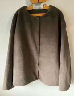 ユニクロ UNIQLO フェイクファー コート アウター XL　ブラウン　グレー