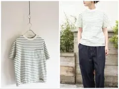 美品 2025SS L.L.Bean ロゴ ボーダーTシャツ M グリーンのサムネイル