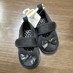 リボン付き黒フォーマルシューズ