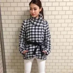 エゴイスト コート 千鳥柄 チェック 黒 白 ブラック ホワイト