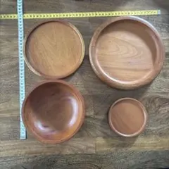 天然木製食器3点セットラウンド丸スクエア四角クローバー花型ボウル