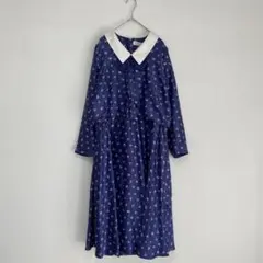 【DELICE TOKYO STYLE】襟付き　ワンピース レトロ　リボン柄