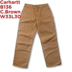 USA製 カーハート ブラウン B136 W33L30 ダブルニー
