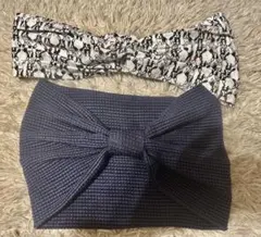 リボンデザイン フレンチブルドッグ柄　ヘアバンド 2点セット