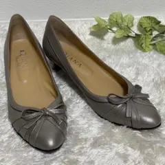 未使用 DIANA WELLFIT パンプス 25EE 日本製 本革 グレージュ