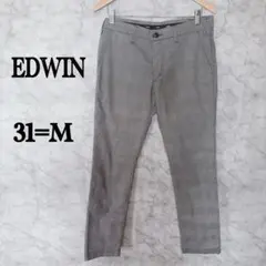 EDWIN グレンチェック スラックス パンツ サイズ31 テーパード グレーのサムネイル