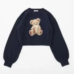 NICE CLAUP長袖セーター くま刺繍