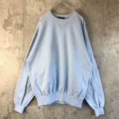Y1381古着　トレーナー　スウェット　水色　無地　90s Y2K