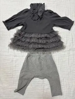 プティマイン petit main フリル付きワンピースとパンツセット