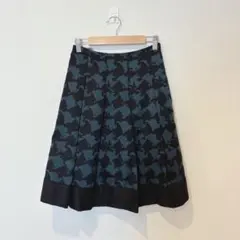 フレアスカート 膝丈　ジャガード グリーン　緑　Mサイズ　個性