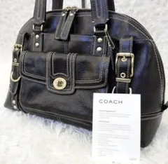 ◆極美品◆コーチ バッグ ターンロック チャーム付 黒COACHトートバッグ