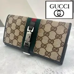 美品】グッチ 二つ折り財布 シェリーライン ジャッキー GG レザー