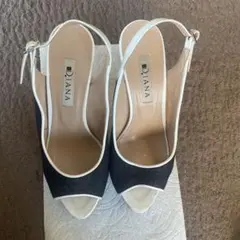 DIANA 黒白オープントゥハイヒール ダイアナ