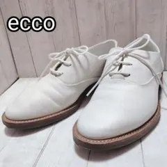 ecco ホワイト レザー シューズ 23cm 革靴 レースアップシューズ