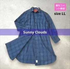 サニークラウズ 厚手シャツワンピース チェック柄 大きいサイズ 羽織り XL