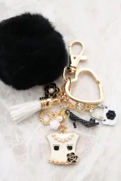 シャネルストーン NO.5 カメリア パール バッグチャーム　キーホルダー