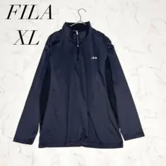 FILA ハーフジップ長袖プルオーバーモックネックスポーツウェアロゴ刺繍LLのサムネイル