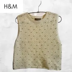 【H＆M】美品パールニットノースリーブタンクトップドット