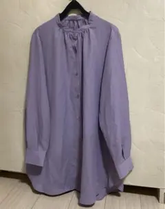 GU ノーカラー長袖ブラウス