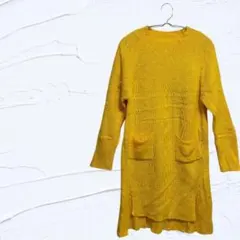 ✨️早い者勝ち✨️イエローポケット付きニットセーター ワンピース