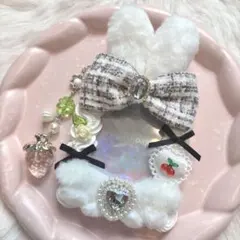 B8 トレカケース ホイップデコ 白黒 リボン 量産 いちご うさみみ　平成女児