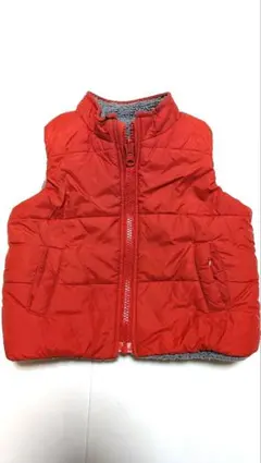 ​【babyGap】リバーシブル 中綿ベスト 90（レッド×グレーボア）
