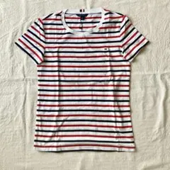 TOMMY HILFIGER ボーダーTシャツ　ネイビー×レッド　S