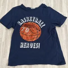 スパンコール　Tシャツ 110cm ネイビー　バスケットボール