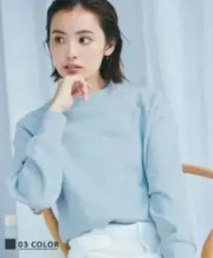 BASEMENT online スエットトップス　ブルー　Fサイズ