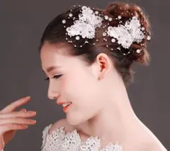 新品　キッズヘアアクセサリー 蝶々 パール 髪飾り クリップ 発表会　フォーマル
