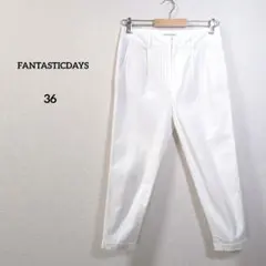 FANTASTICDAYS テーパードパンツ 36 白 ストライプ 綿混 美脚のサムネイル