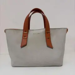 トートバッグ ベージュとオレンジ キャンバス