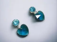 【セール品】　ピアス(キャッチタイプ) 　ブルー　【ハート型】（シルバー)