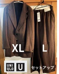 【美品タグ付き】UNIQLOU ジャージーテーラードジャケット セットアップ