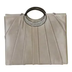 ハンドバッグ トートバッグ ビジューハンドルクラッチバッグ シルバー