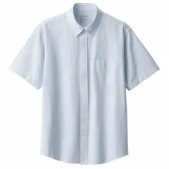 無印良品 洗いざらしオックスボタンダウン半袖シャツ 欧米サイズ 紳士Ｌ