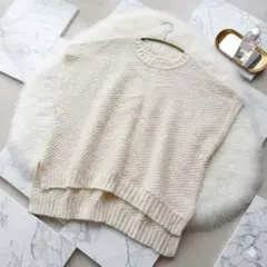 ゆるダボ☘️スタディオクリップ もこもこ ニットベスト F 白