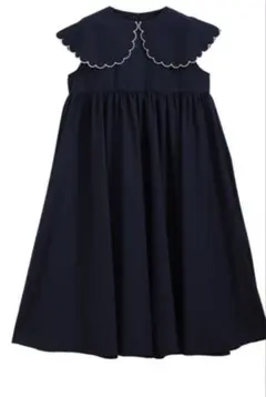 Fit more 新品:バイカラースカラップ襟ワンピース【SHORTサイズ】
