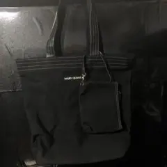 <冬特価/追記有＞マリークワント 綿 トートバッグ 黒 A4可♪ショルダーにも