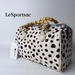 【未使用級】レスポートサック　バンブーハンドル　ミニボストン　ダルメシアン