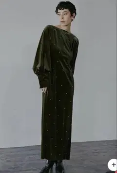 【Mサイズ】Ameri BACK OPEN PEARL VELOUR DRESS