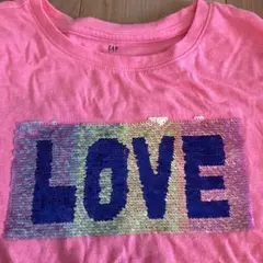 LOVE スパンコール Tシャツ ピンク