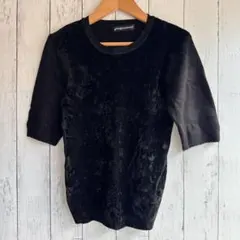 半袖ニット　ブラック