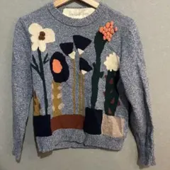 アトリエドゥサボン　花柄刺繍 ニットセーターのサムネイル