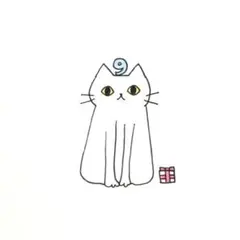 【981】【白猫の絵】オリジナル手描きアナログイラスト原画　自作創作アート作品